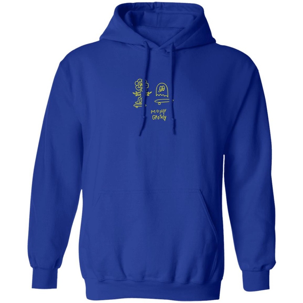 LONELY GHOST Mostly Ghostly Blue Hoodie Size L